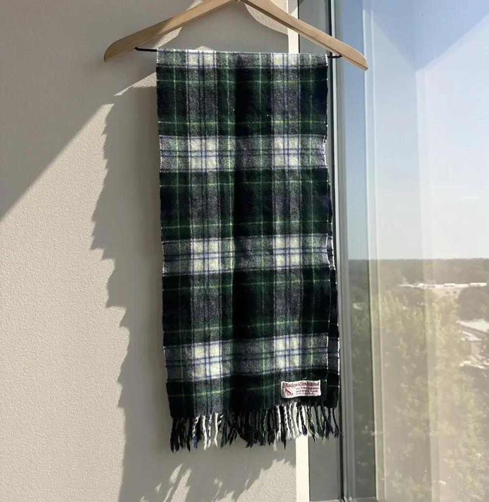 Blackcock Lambswool 100% Pure New Wool Plaid Fringe Scarf Scotland Men's